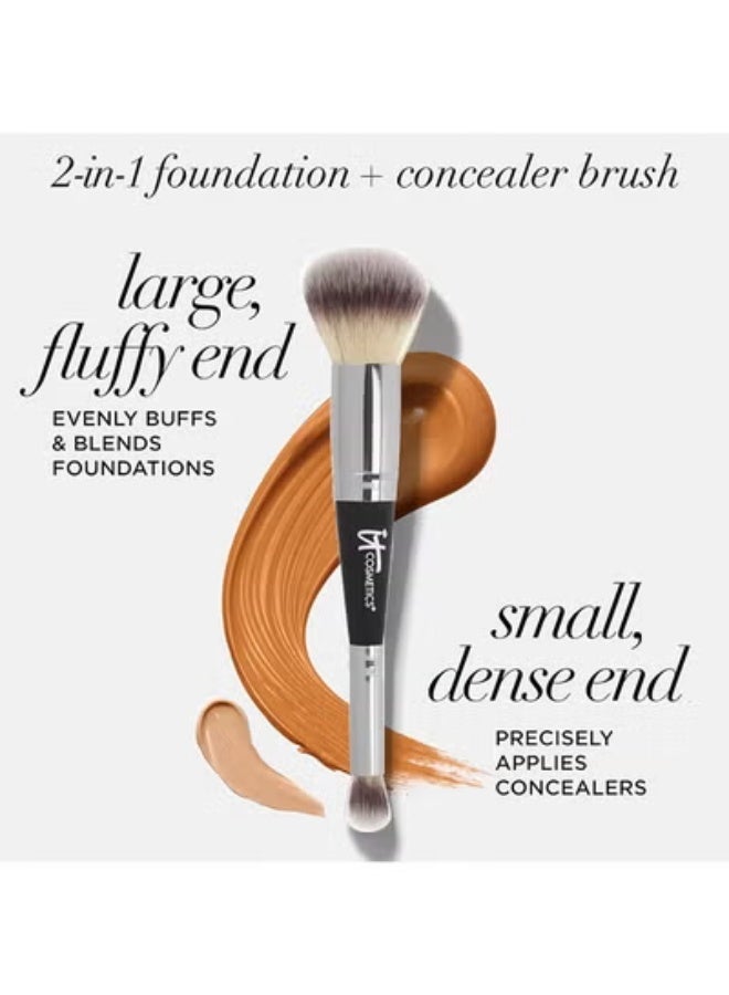 IT Cosmetics Heavenly Luxe Complexion Perfection Brush #7 - Dual-Ended Premium Makeup Brush For Foundation Concealer & Contour, Ultra-Soft Synthetic Fibers, Airbrush Finish, Pro-Hygienic, Cruelty-Free - Image 1